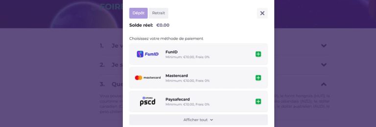 ALF Casino moyens paiement